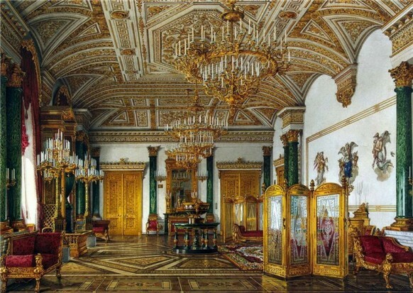 bogato zdobiony rosyjski pałac z XVIII wieku bardzo dekoracyjny