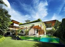 Dynamisches Haus mit Dachgärten und Wasserhof