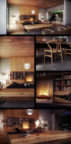 moderní obývací pokoj-dřevo