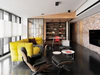 Appartement moderne élégant avec un décor rustique et industriel