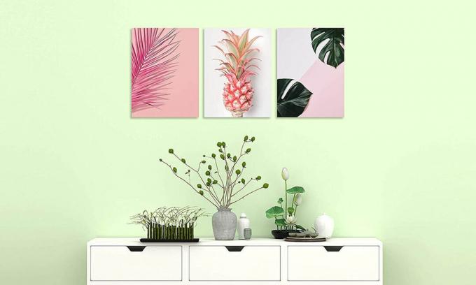 3-teilige tropische rosa Ananas-Wanddekoration