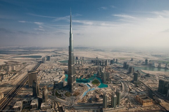 mesto Dubaj - pohľad z vtáčej perspektívy
