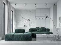 Два възхитителни бели мраморни домашни интериора с класически елементи