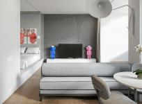 Dva minimalistické štúdiové apartmány s tvarovým vyhlásením