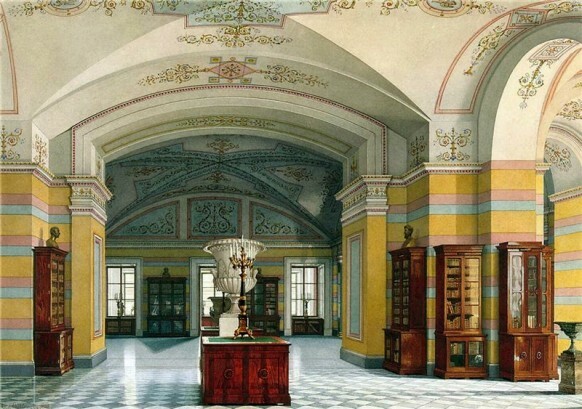 ห้องสมุด เพดานตกแต่งหรูหรา พระราชวังรัสเซีย
