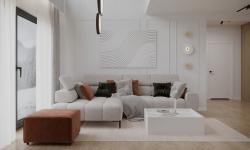 Undersöker den eleganta essensen av en vit, trä och brun interiör